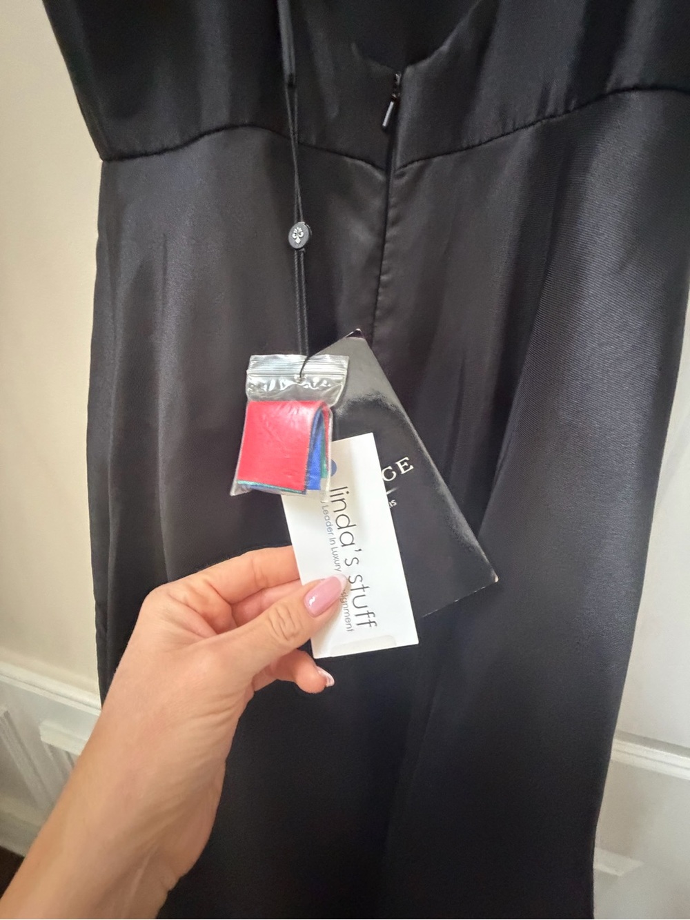 Black Satin Dress by Hannah's Boutique with Fuchsia Lining - Picture 12 of 15